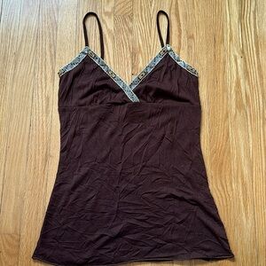 Brown beaded Tank top- size S